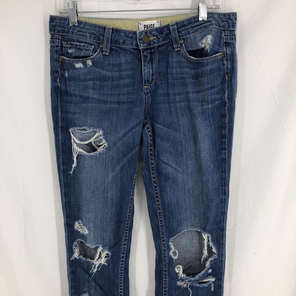 Paige Jimmy Jimmy Skinny Danica Destroyed Low Rise Denim Jeans 26 (32x31) USA